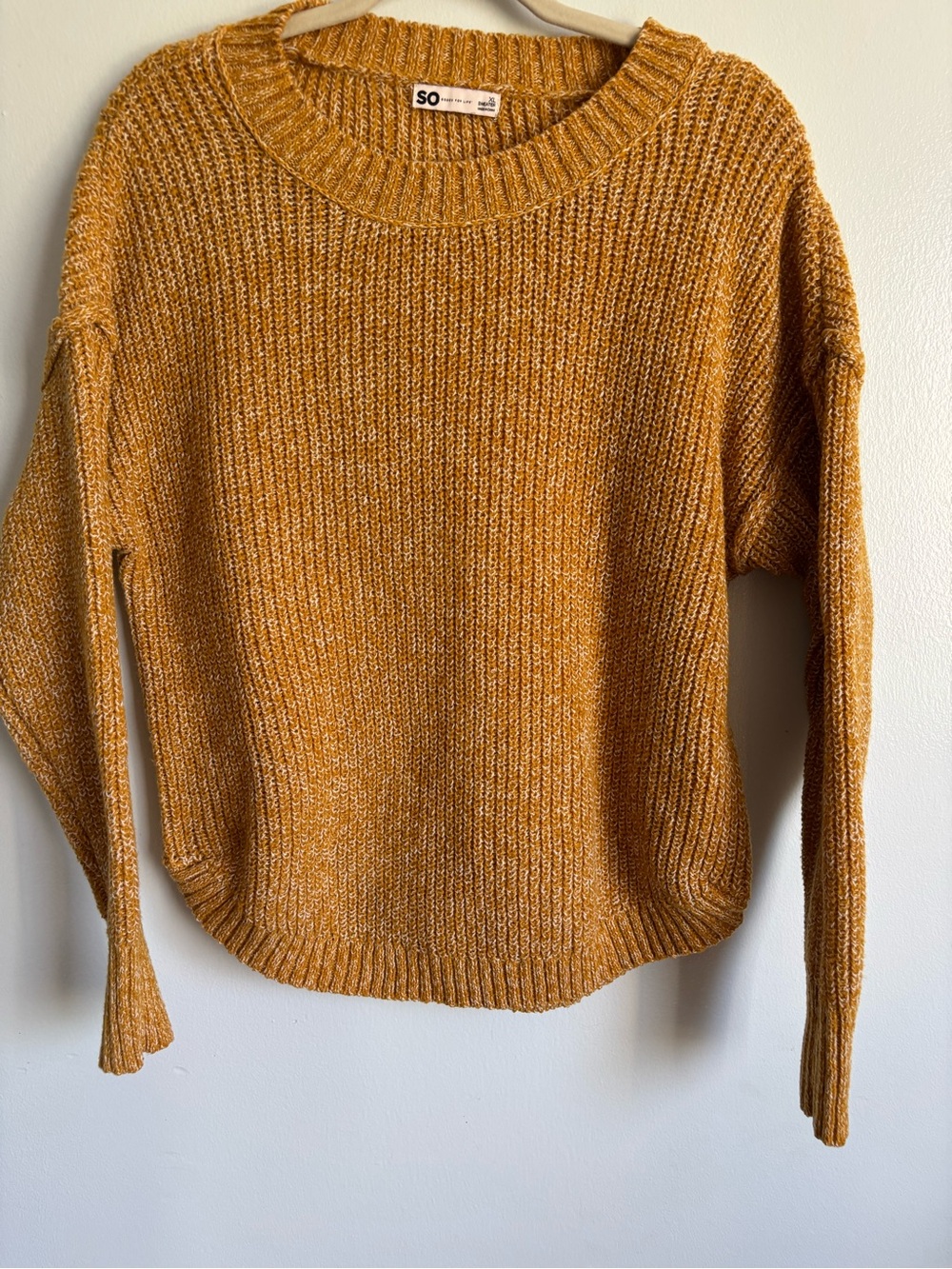 SO Chunky Mustard Crewneck Knit Sweater size XL
